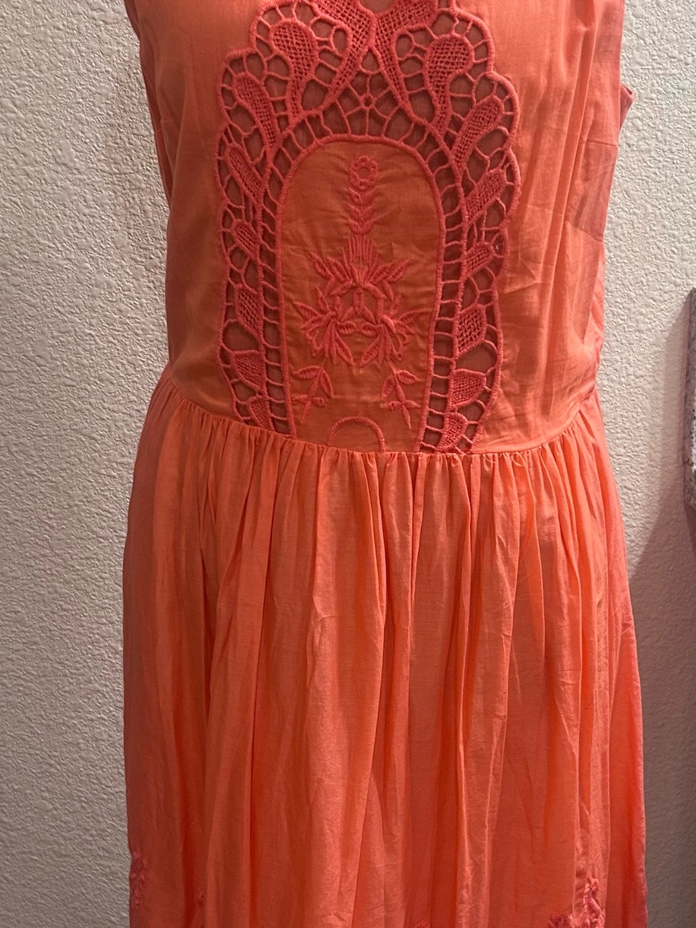 Old Navy Coral Sleeveless Dress with Crochet Detail
